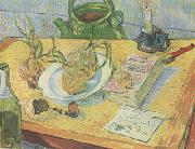 Vincent Van Gogh Still life:Drawing Board,Pipe,Onions and Sealing-Wax (nn04) oil on canvas